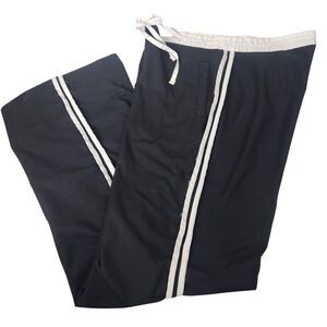 Pot'z K-Style L Wide Leg Sporty Trousers Black Contrast Stripe Luxe Night Out
